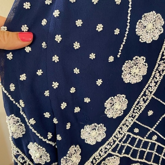 Blue and White Beaded Dress - Picture 3 of 7